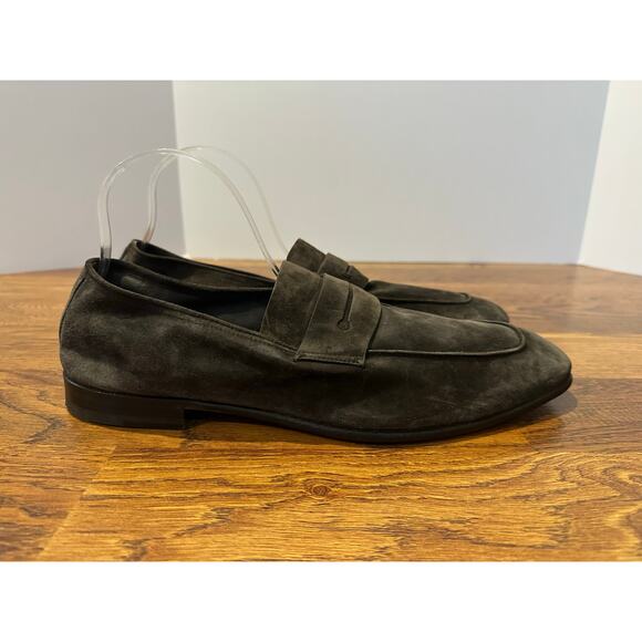 Zegna Men's L'Asola Suede Penny Loafer Charcoal Size 11.5 NWOB $1000 Designer - Picture 2 of 10